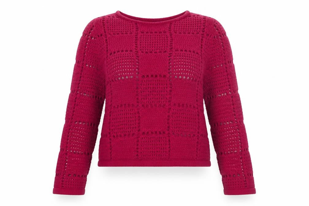 MNG Women's Pink Open-Knit Long Sleeve Jumper Size XL