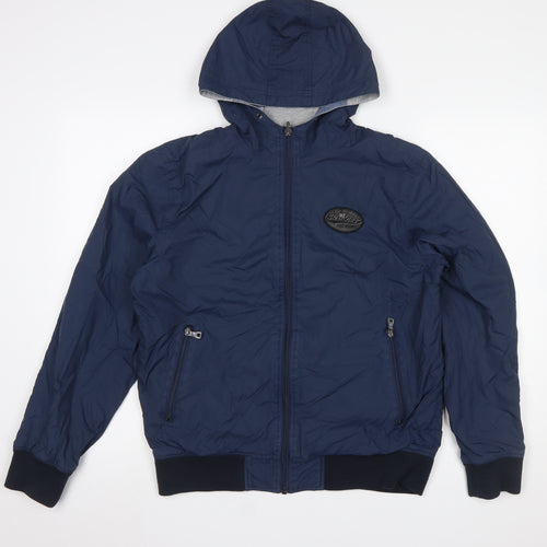 Springfield Men's Blue Hooded Windbreaker Jacket Size L