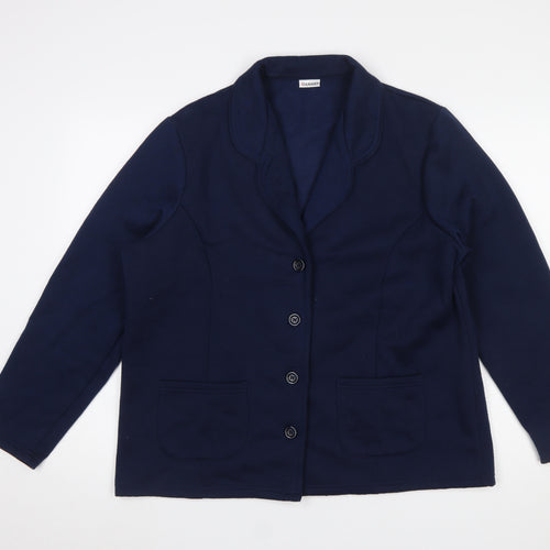 Damart Women's Navy Blue L Classic Single-Breasted Blazer Jacket