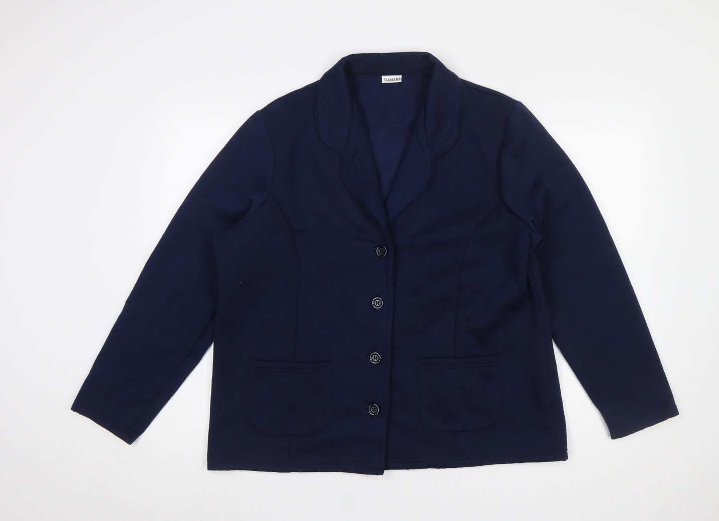 Damart Women's Navy Blue L Classic Single-Breasted Blazer Jacket