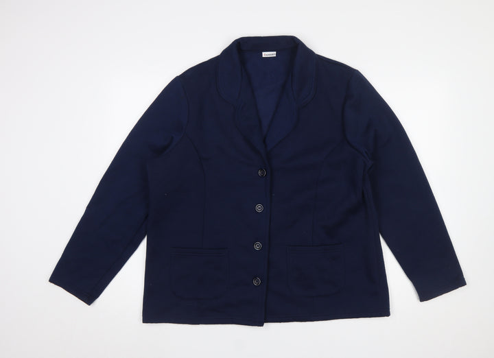 Damart Women's Navy Blue L Classic Single-Breasted Blazer Jacket
