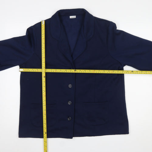 Damart Women's Navy Blue L Classic Single-Breasted Blazer Jacket