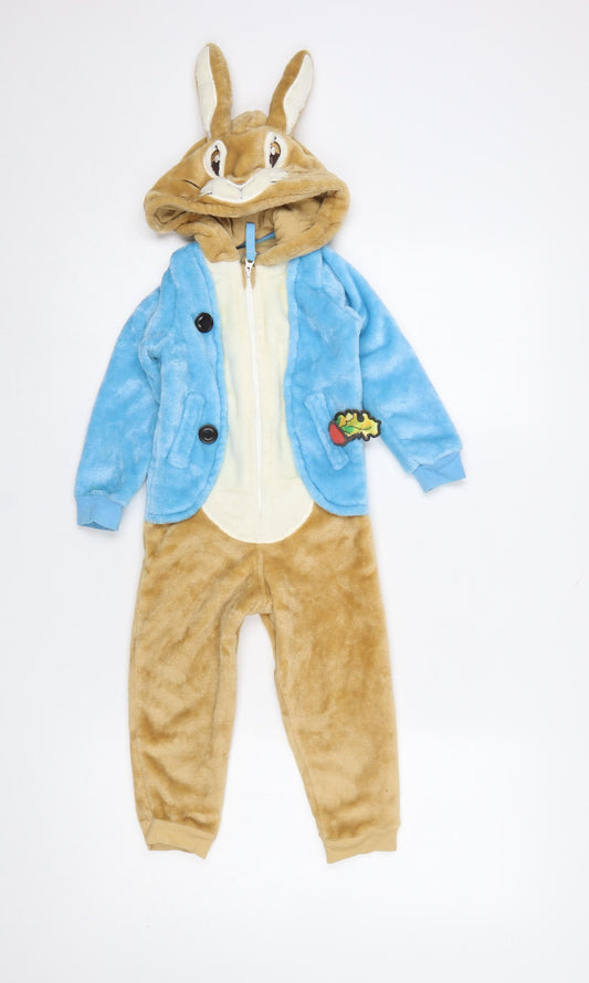 Marks and Spencer Boys Blue Brown Peter Rabbit Fleece One Piece 2-3 Years