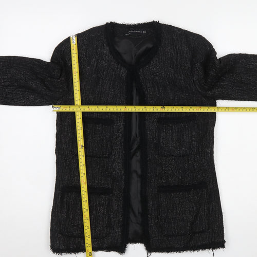 Zara Woman Black Bouclé Lined Blazer Jacket XS