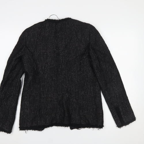 Zara Woman Black Bouclé Lined Blazer Jacket XS