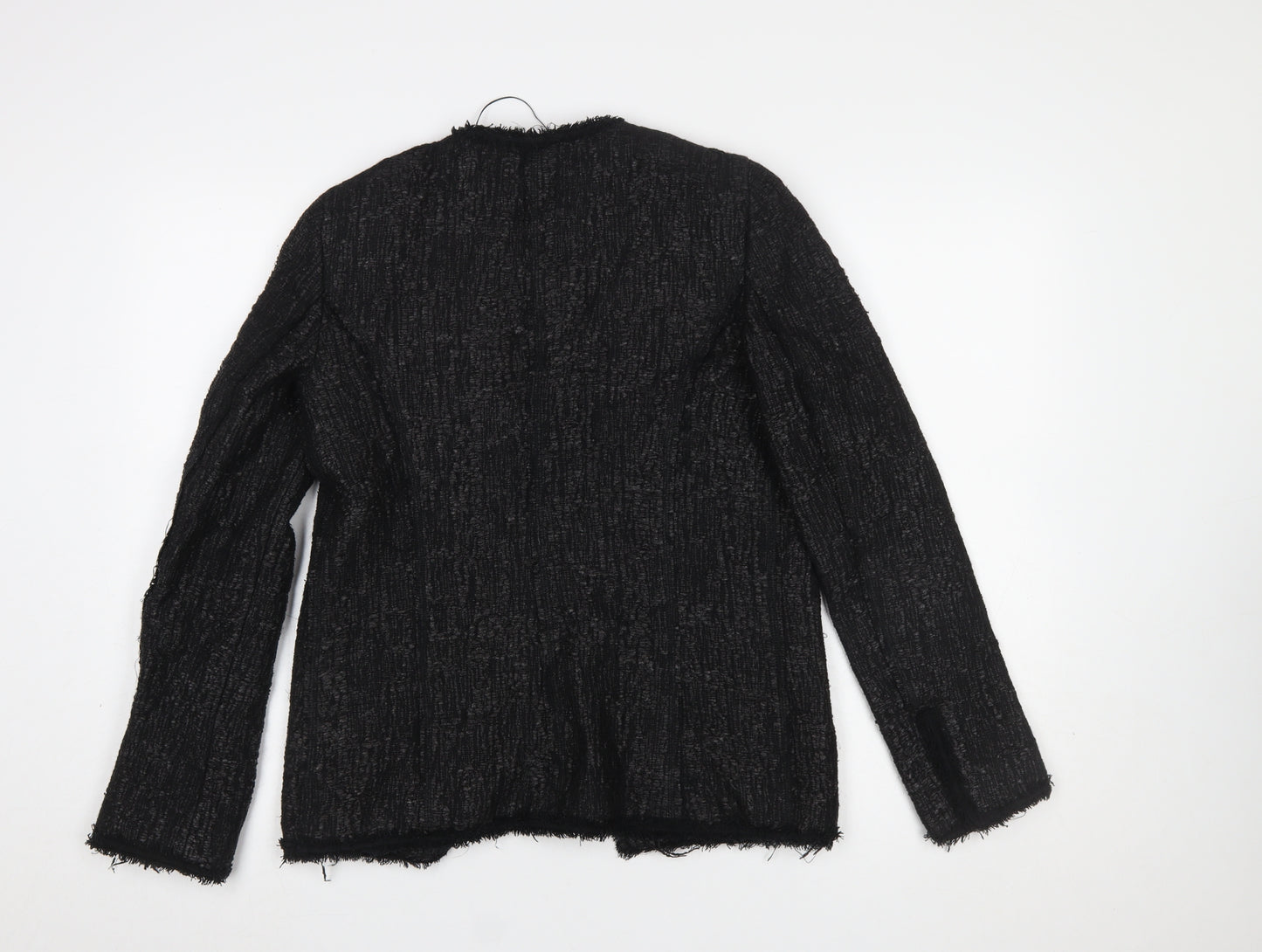 Zara Woman Black Bouclé Lined Blazer Jacket XS