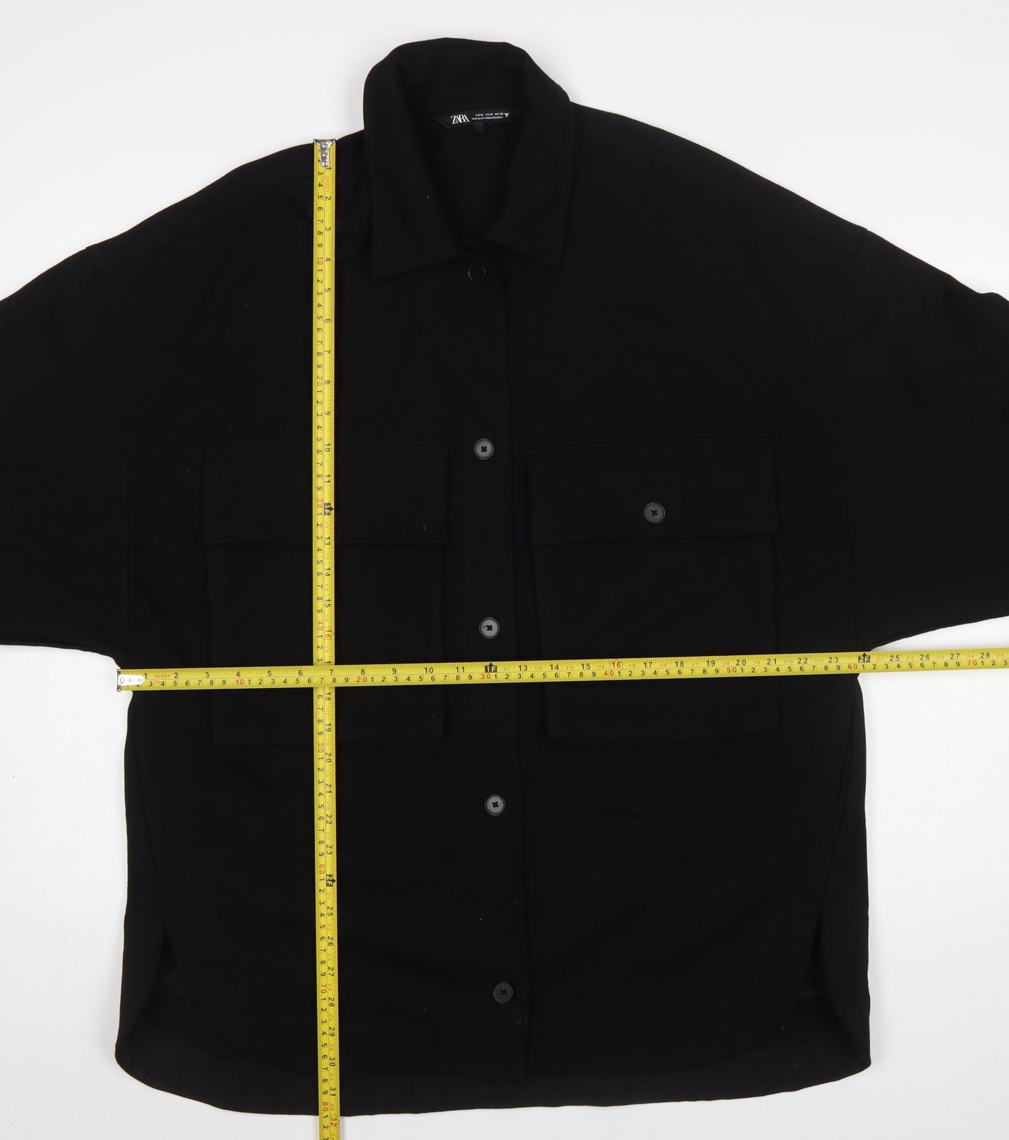 Zara Women Black Relaxed Fit Button-Up Jacket Size 12