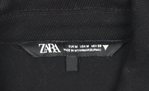 Zara Women Black Relaxed Fit Button-Up Jacket Size 12