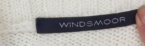 Windsmoor Women Ivory Full Zip High Neck Wool Blend Jumper L