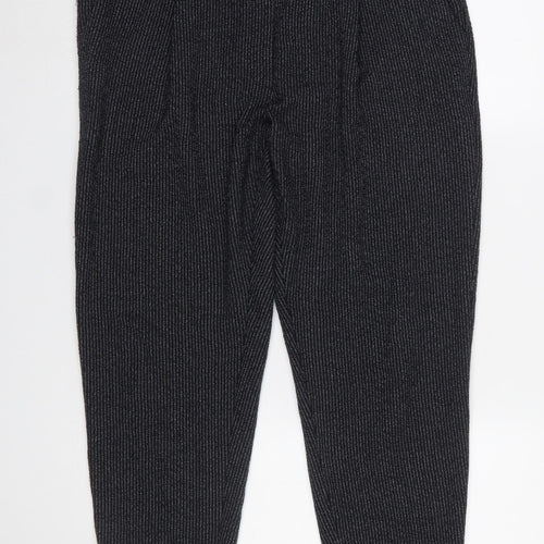 Marks and Spencer Women’s Grey Striped Knit Tapered Trousers Size 16