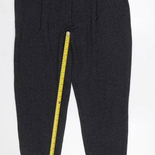 Marks and Spencer Women’s Grey Striped Knit Tapered Trousers Size 16