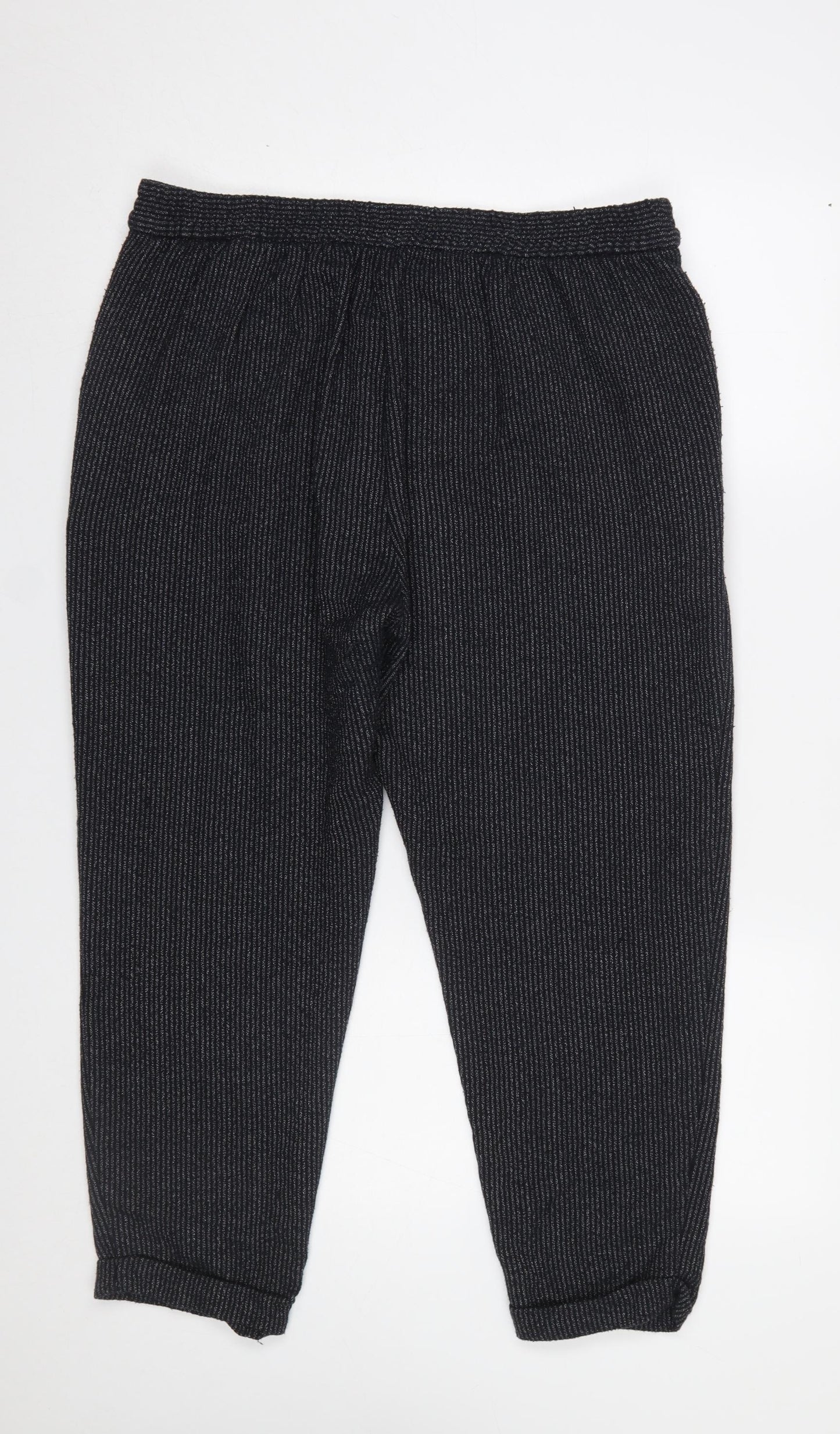 Marks and Spencer Women’s Grey Striped Knit Tapered Trousers Size 16