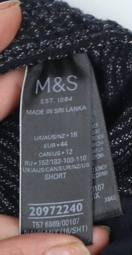 Marks and Spencer Women’s Grey Striped Knit Tapered Trousers Size 16