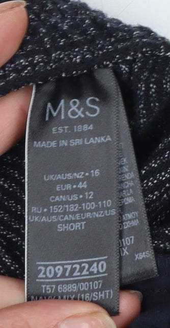 Marks and Spencer Women’s Grey Striped Knit Tapered Trousers Size 16