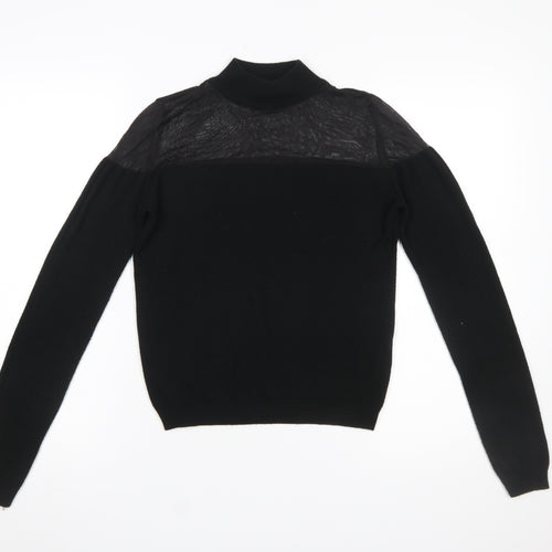 Miss Selfridge Women's Black Mock Neck Long Sleeve Knit Jumper Size 6