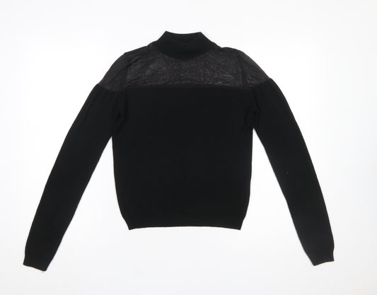 Miss Selfridge Women's Black Mock Neck Long Sleeve Knit Jumper Size 6
