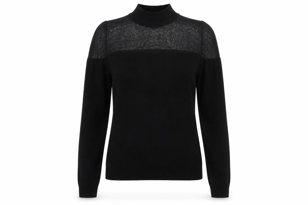 Miss Selfridge Women's Black Mock Neck Long Sleeve Knit Jumper Size 6