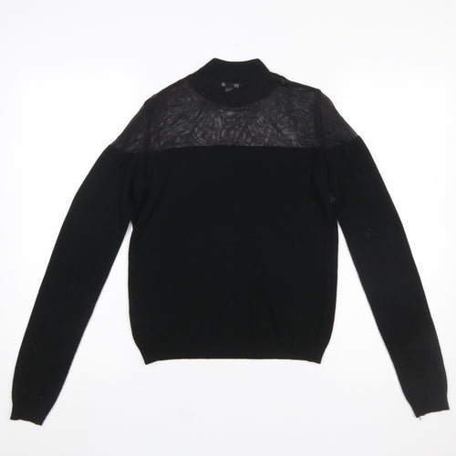 Miss Selfridge Women's Black Mock Neck Long Sleeve Knit Jumper Size 6