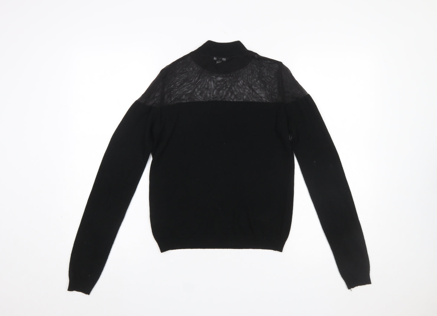 Miss Selfridge Women's Black Mock Neck Long Sleeve Knit Jumper Size 6