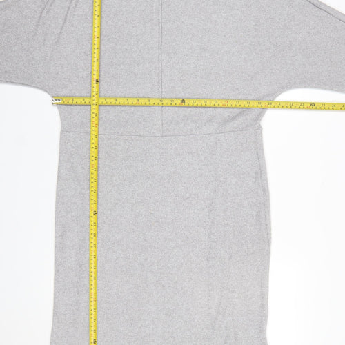 Next Womens Grey Knit Shift Dress Size 18 Long Sleeve High Neck