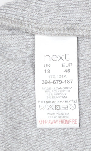 Next Womens Grey Knit Shift Dress Size 18 Long Sleeve High Neck