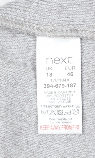 Next Womens Grey Knit Shift Dress Size 18 Long Sleeve High Neck