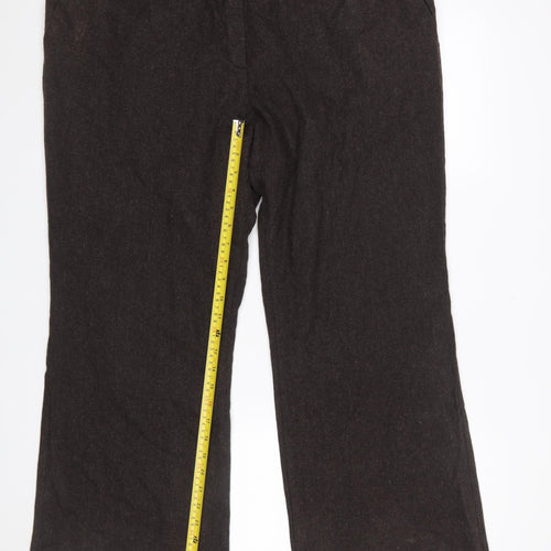 Marks and Spencer Women's Brown Wool Blend Belted Trousers Size 20