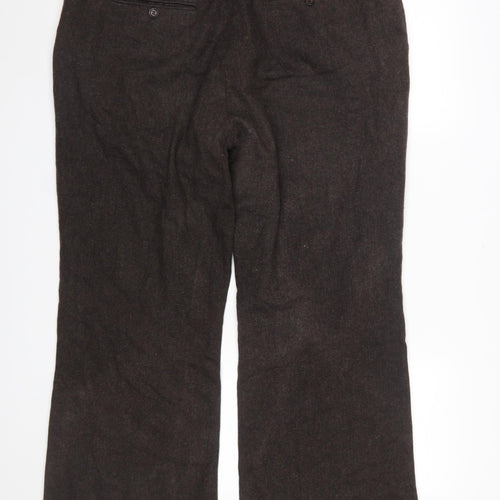 Marks and Spencer Women's Brown Wool Blend Belted Trousers Size 20