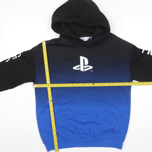H&M Boys Blue Black PlayStation Hoodie Size 11-12 Years Pullover Cotton Blend