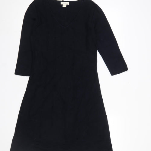 Monsoon Womens Black Cotton A-Line Knee Length Dress Size 12