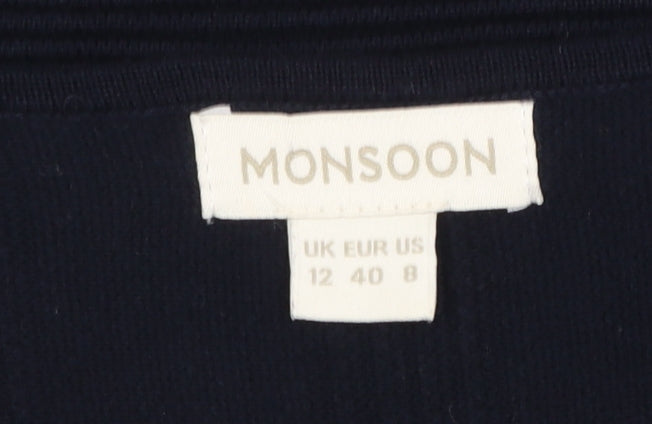 Monsoon Womens Black Cotton A-Line Knee Length Dress Size 12