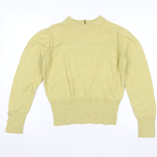 Marks and Spencer Per Una Women's Yellow Mock Neck Jumper Size 12
