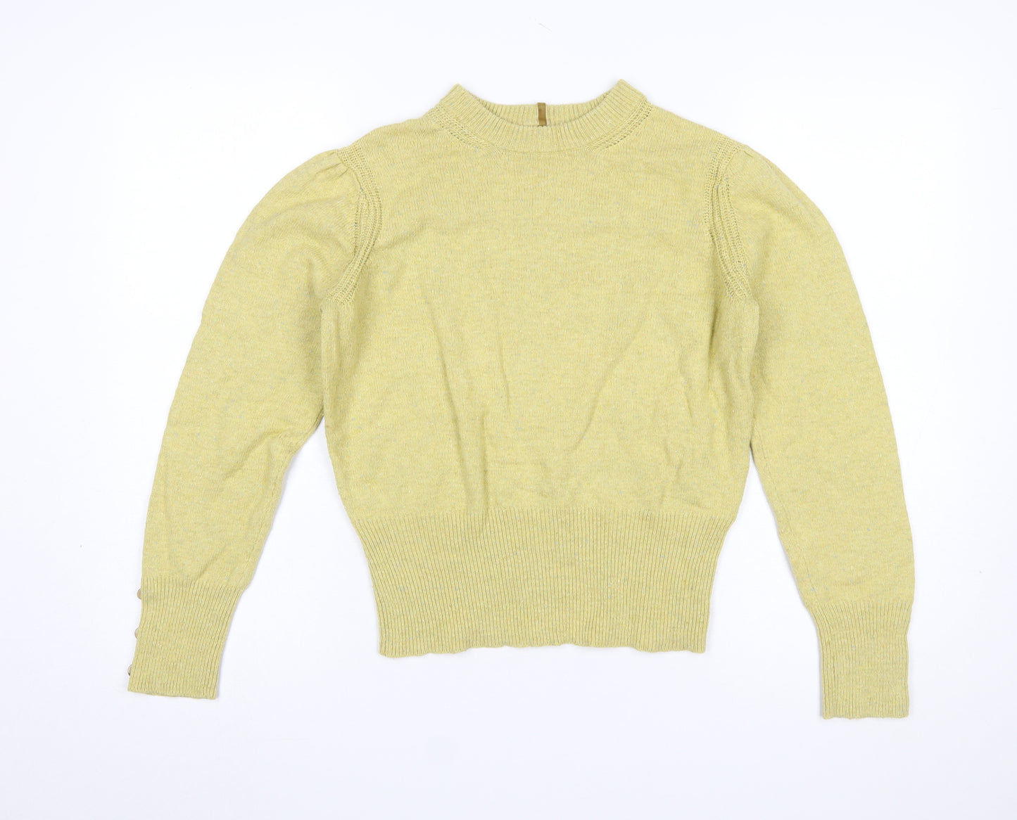 Marks and Spencer Per Una Women's Yellow Mock Neck Jumper Size 12