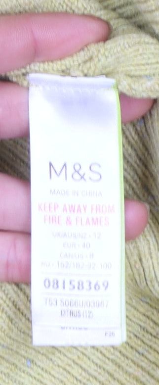 Marks and Spencer Per Una Women's Yellow Mock Neck Jumper Size 12