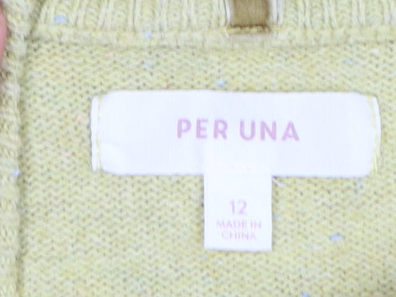 Marks and Spencer Per Una Women's Yellow Mock Neck Jumper Size 12