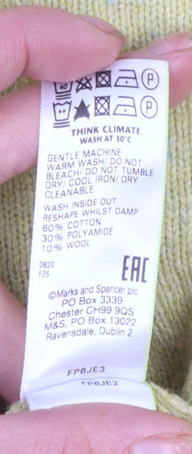 Marks and Spencer Per Una Women's Yellow Mock Neck Jumper Size 12