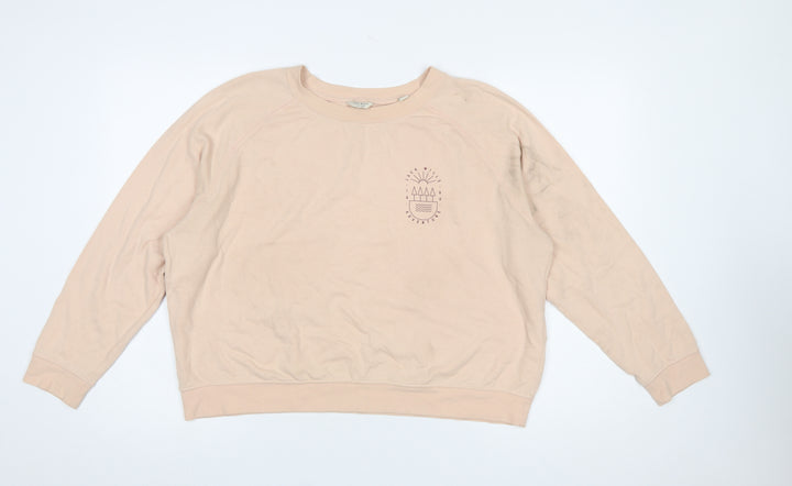 Jack Wills Women Beige Crew Neck Pullover Sweatshirt UK14