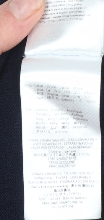 Replay Men's Blue Wool Blend V-Neck Pullover Jumper L