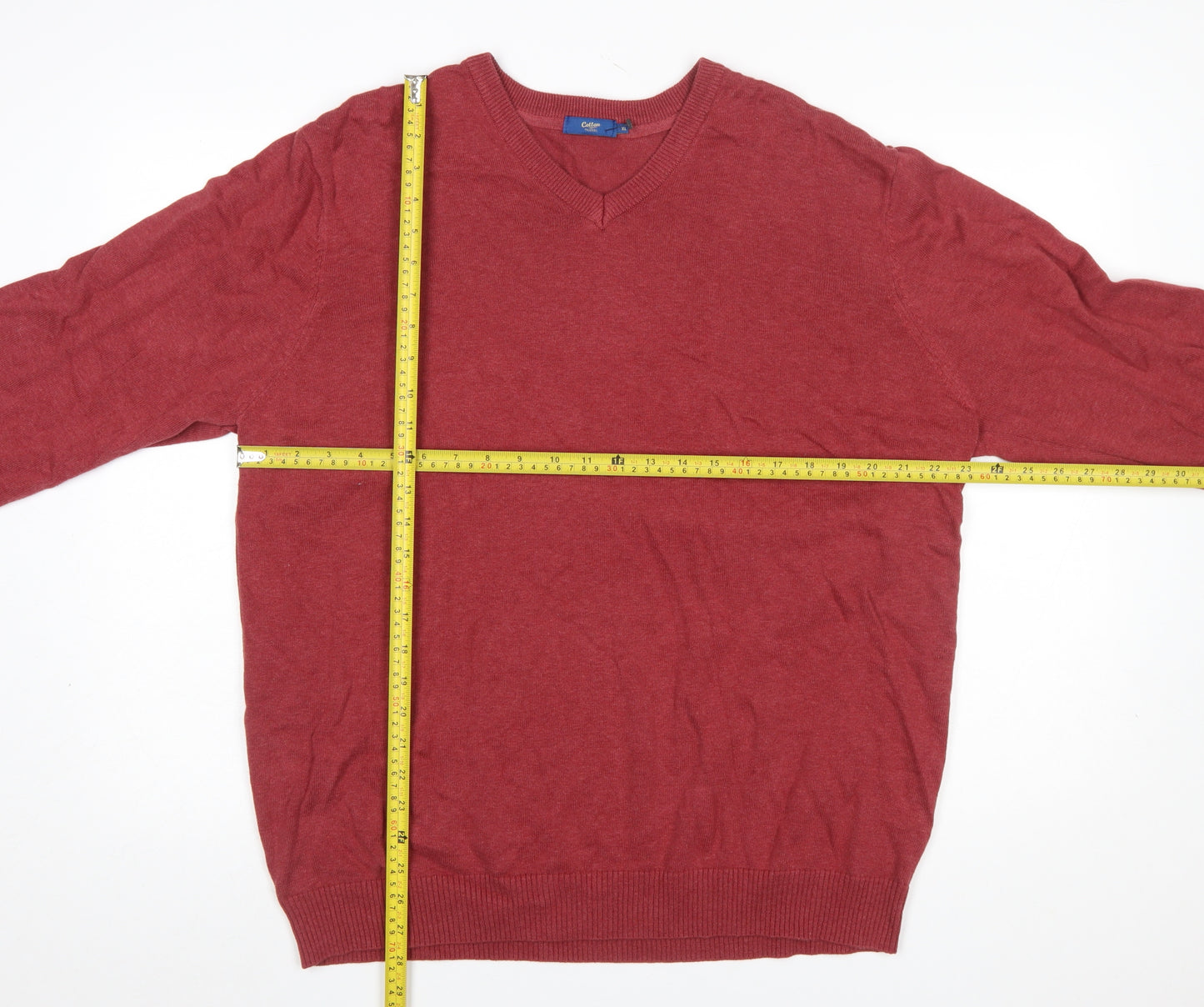 Cotton Traders Men's Red V-Neck Pullover Jumper XL