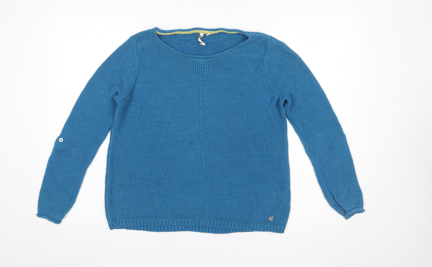 White Stuff Women Blue Linen Blend Pullover Jumper Size 14