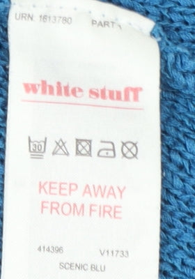 White Stuff Women Blue Linen Blend Pullover Jumper Size 14