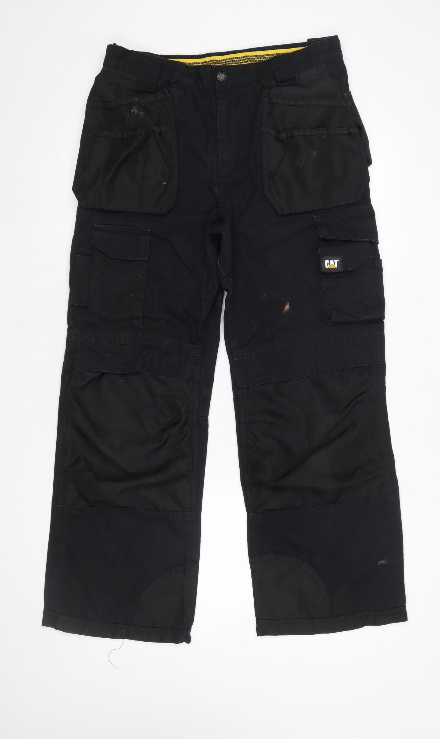 CAT Men’s Black Cargo Work Trousers Size L 34x30 Cotton Blend