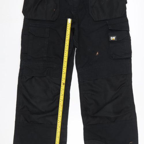CAT Men’s Black Cargo Work Trousers Size L 34x30 Cotton Blend