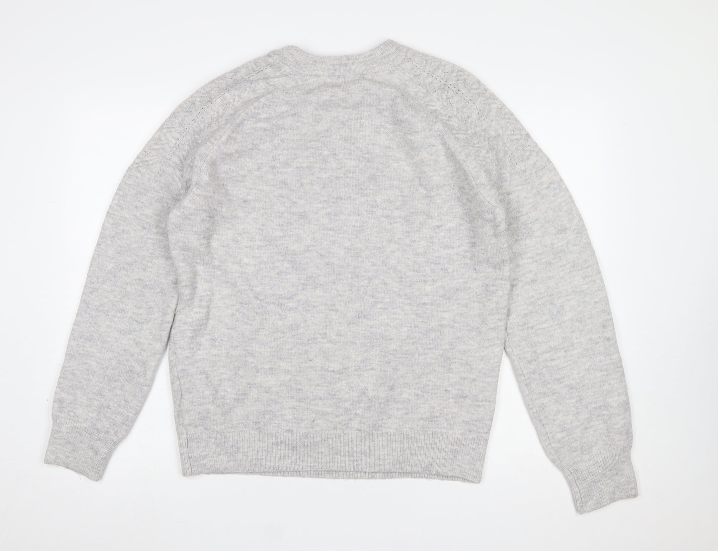 Marks and Spencer Women's Grey Beaded Crew Neck Jumper Size M