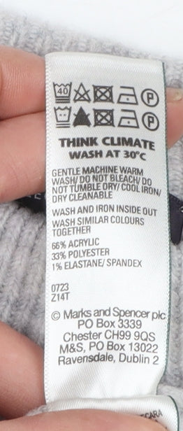 Marks and Spencer Women's Grey Beaded Crew Neck Jumper Size M