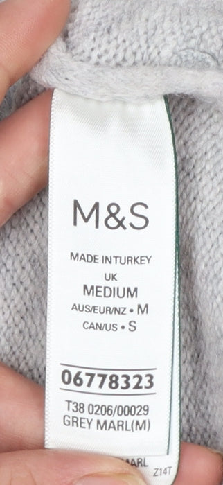 Marks and Spencer Women's Grey Beaded Crew Neck Jumper Size M