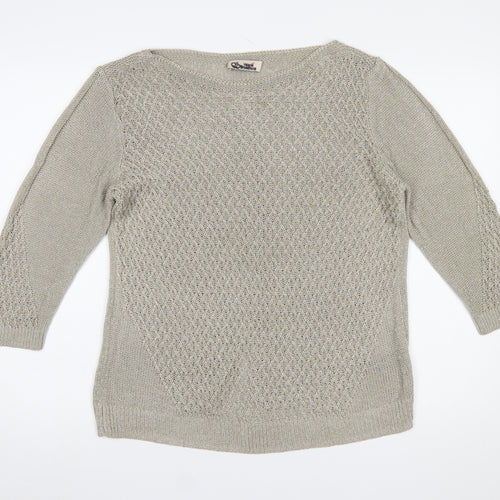 Marks and Spencer Women Beige Size 16 Knit 3/4 Sleeve Jumper