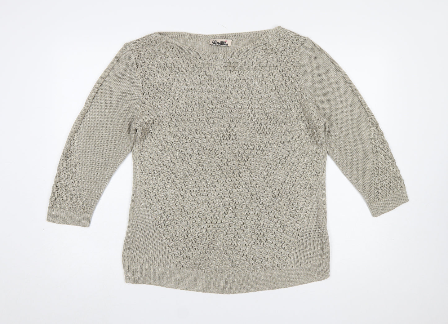 Marks and Spencer Women Beige Size 16 Knit 3/4 Sleeve Jumper