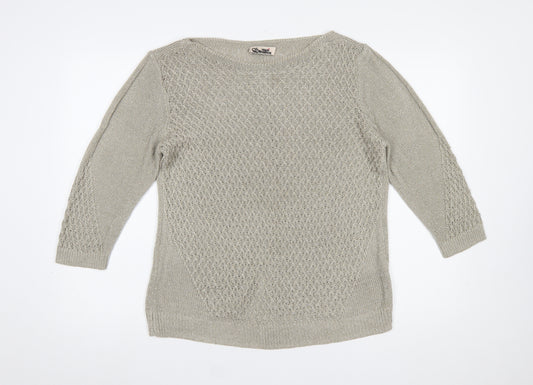 Marks and Spencer Women Beige Size 16 Knit 3/4 Sleeve Jumper
