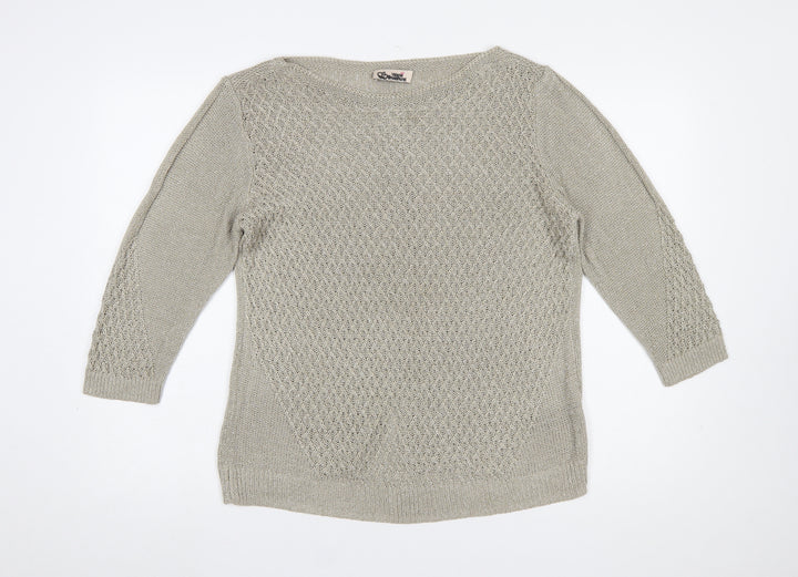 Marks and Spencer Women Beige Size 16 Knit 3/4 Sleeve Jumper